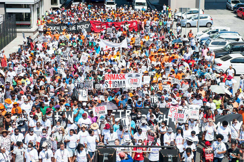 November 3 2015 - TAC march to the CTICC to demand more funding for research into & the treatment of TB, the leading cause of preventable mortality in South Africa. Cape Town. Picture by David Harrison